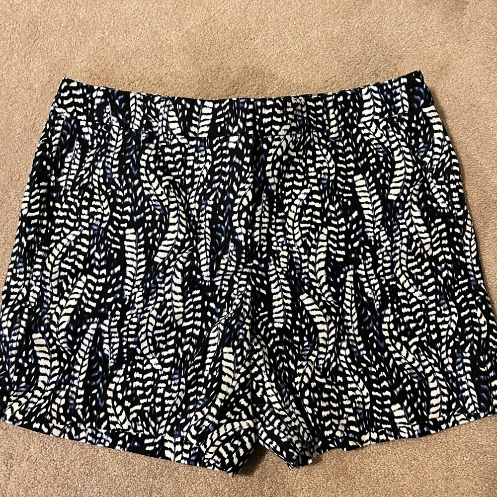White House Black Market Blue and White Leaf Print Shorts